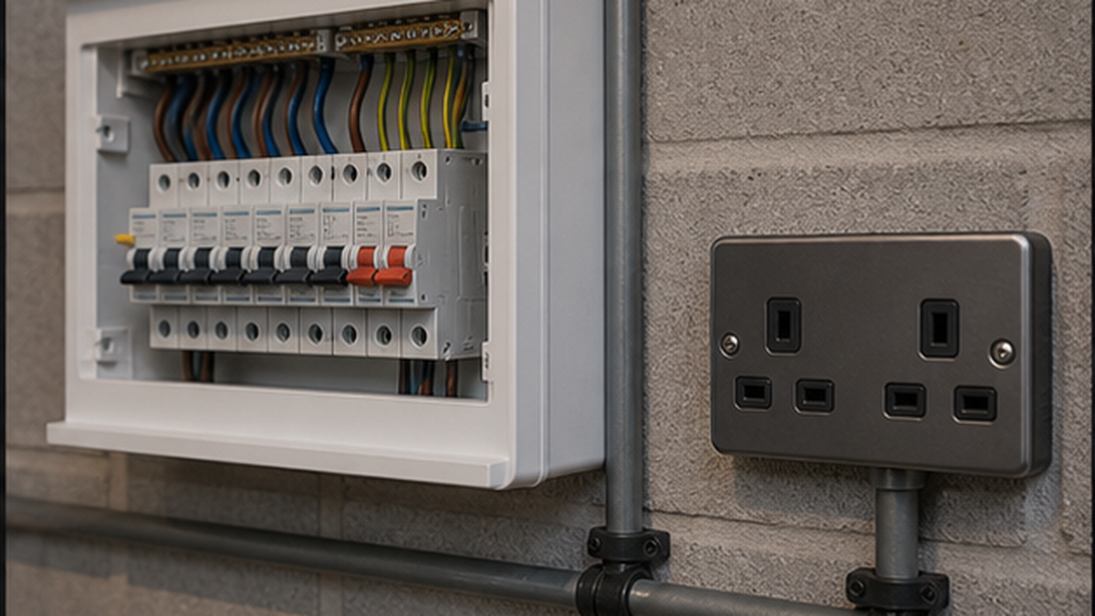 Illustrative garage wiring work in Brechin