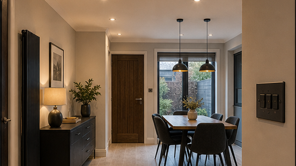 Finished indoor lighting electrical work